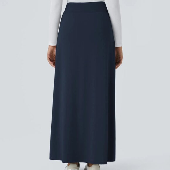 HALARA High Waist 2 In 1 Split Navy Maxi Skort Skirt Buckle Various Sizes NWT - Picture 5 of 15